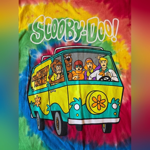Scooby Doo Men's Size Medium Tie Dye Graphic Tee Short Sleeve Van Colorful NWT - Picture 4 of 6